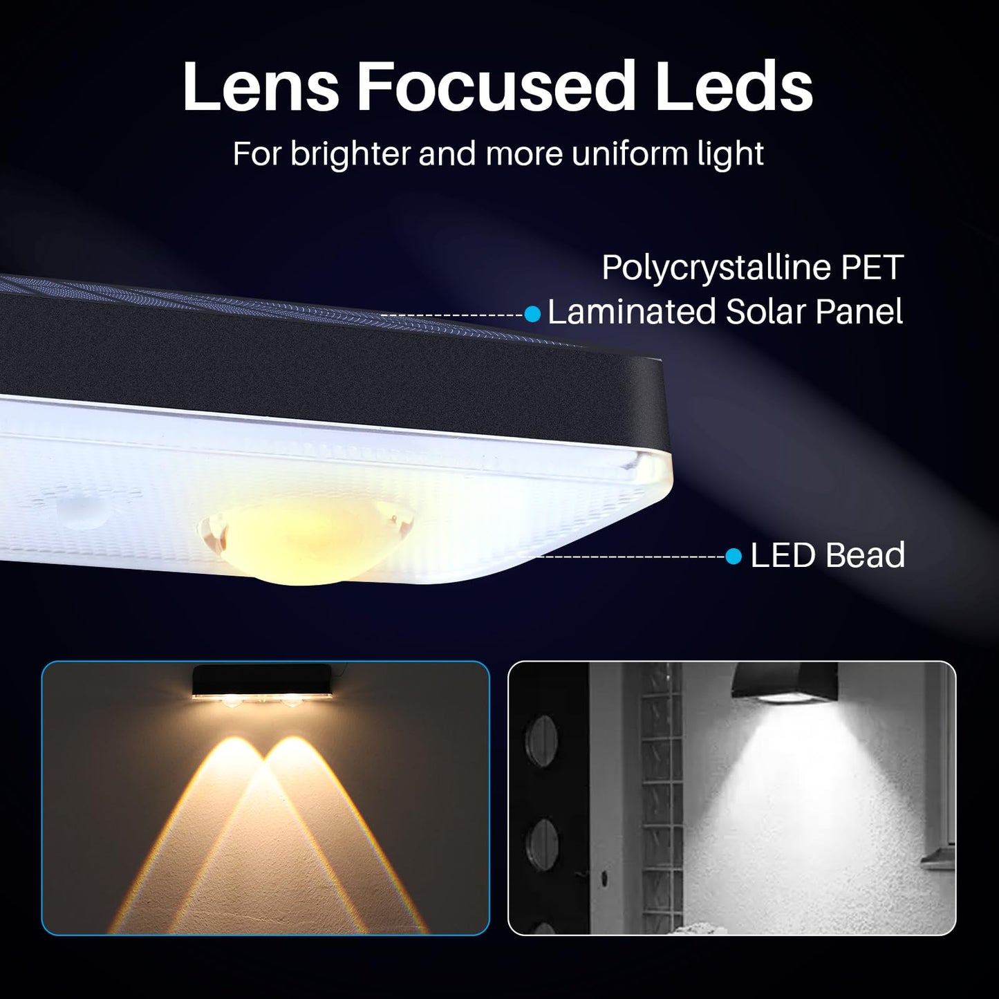 Xmnsoly Solar Powered Outdoor Lights 8 Pack  3 Modes Bright Led Lens Downlights Waterproof 3000/4000/6000K Dusk To Dawn Deck Lighting For Step  Porch  Mailbox