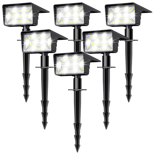 Lamkeep Solar Spot Lights Outdoor With 60 Led & Auto On/Off  6 Pack Solar Lights Outdoor Waterproof Ip68 With 3 Lighting Modes  2-In-1 Solars Landscape Light For Outside  Garden  Yard(Cool White)