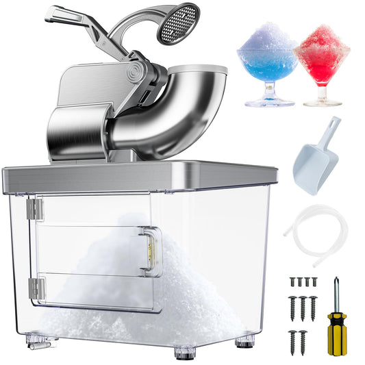 EUHOMY Snow Cone Machine, 661 Lbs/H Commercial Shaved Ice Machine with 34L Large Capacity, 300W Electric Ice Shaver with Dual Blades, ETL Certified Snow Cone Maker for Home & Commercial Use (Silver)