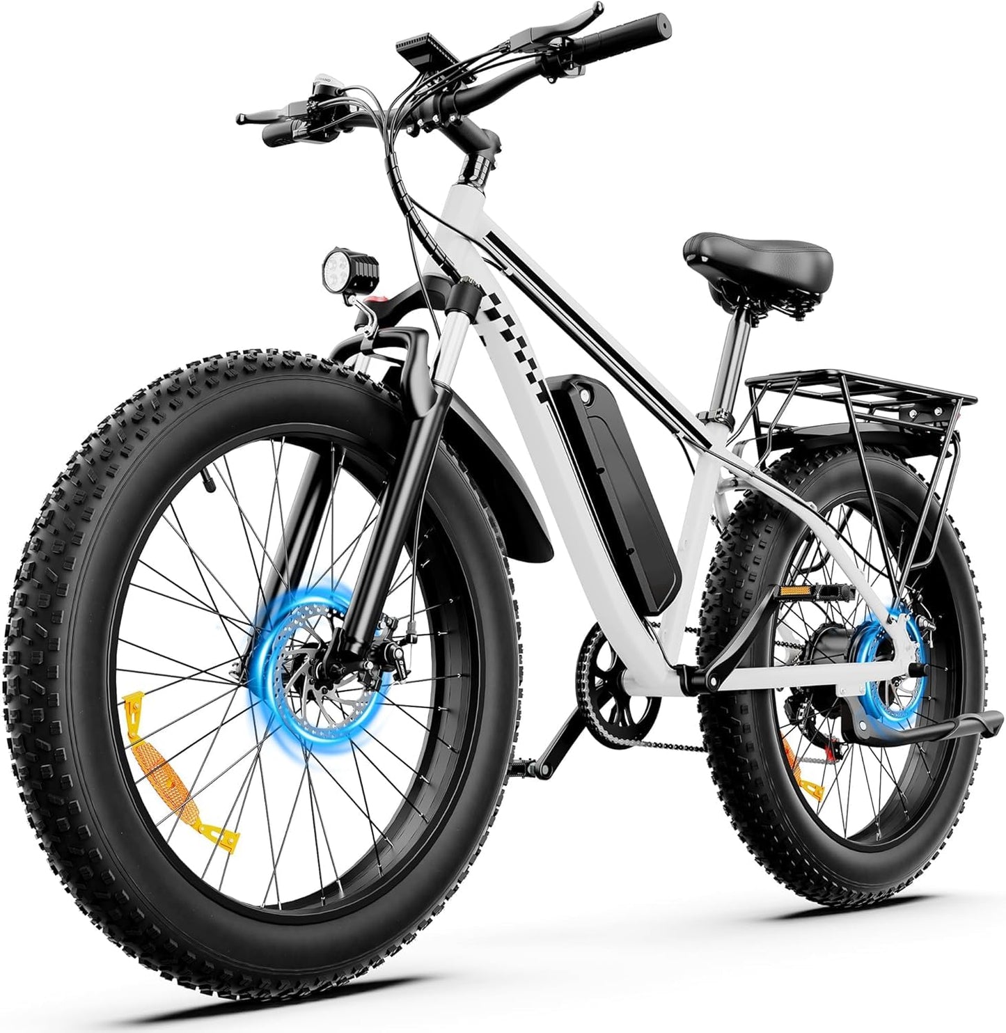 SUNTIBYE EB26 Peak 1500W Electric Bike for Adults with 26" Fat Tire and Removable 48V15AH Battery Electric Bicycles Mountain Dirt eBikes 28mph 60 Miles 7 Speed Gears E-Bike for Off-Road Commute,White