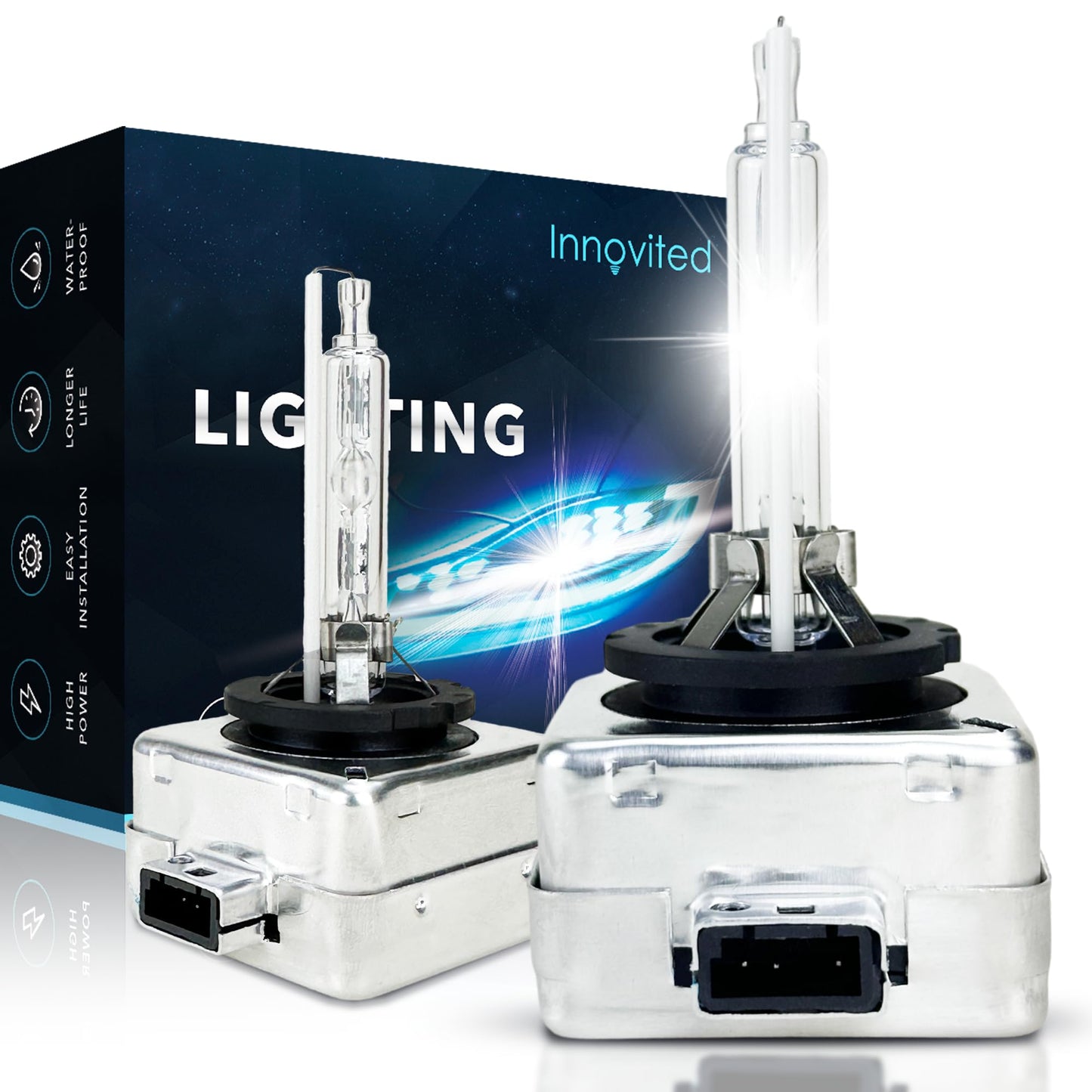 D4S HID Xenon Headlight Bulbs 6000K Cool White High Low Beam 66440 42402 42402WX,etc Replacement Bulb - Pack of 2