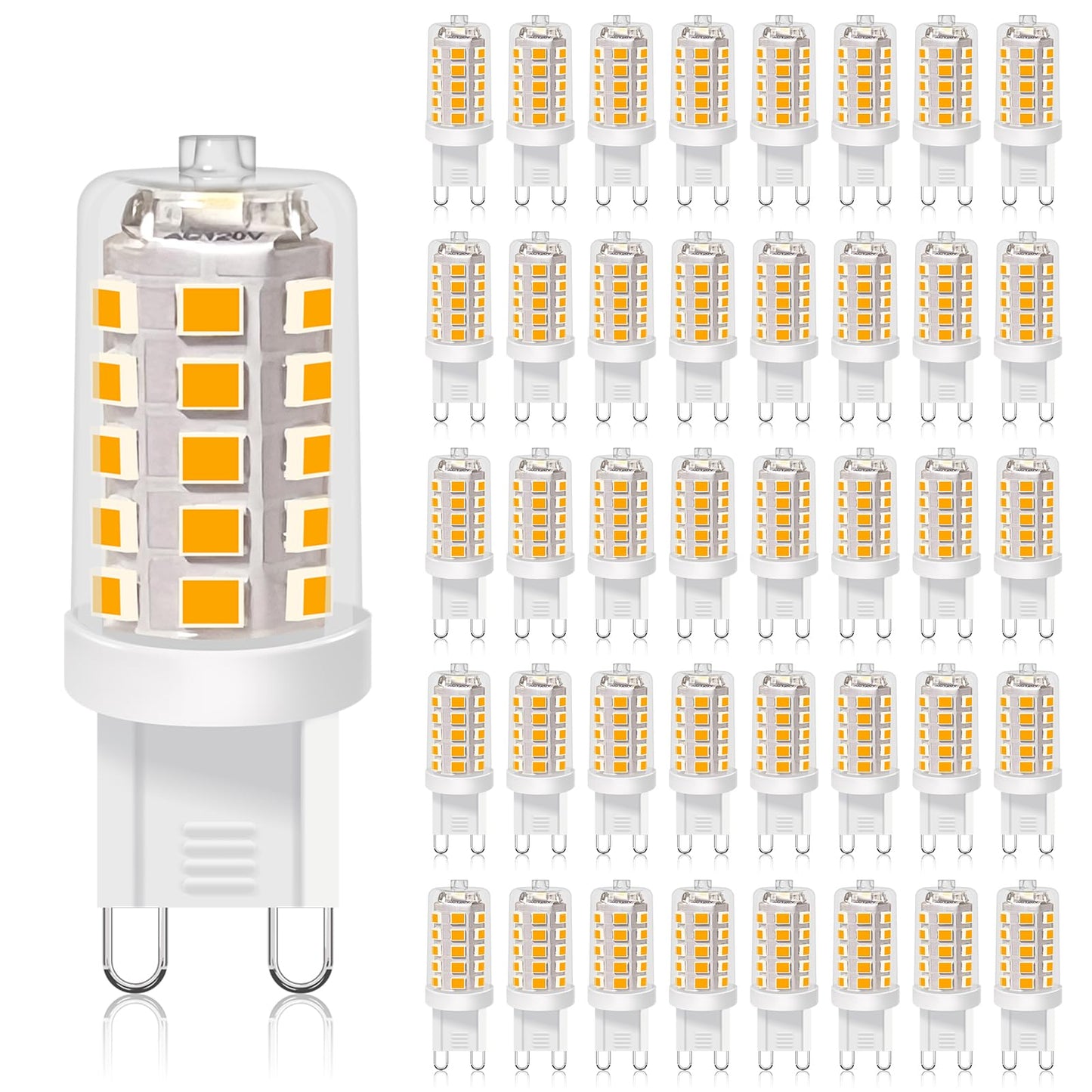 Bubo G9 Led Bulb 2700K Soft White 430 Lumens  3W Equivalent 40W T4 G9 Halogen Replacement  360Beam Angle 120V Non-Dimmable No-Flicker G9 Light Bulbs For Crystal Chandelier Lighting  40 Pack