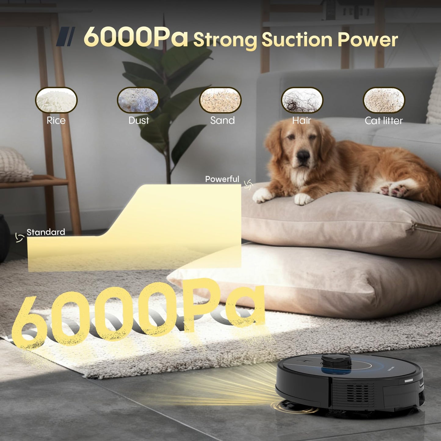 Bagotte Robot Vacuum and Mop, Robot Vacuum Self Emptying, 6000Pa Powerful Suction, 90-Day Hands-Free, Advanced Smart Mapping, LiDAR Navigation Robotic Vacuum for Pet Hair, Dust, Carpet, WiFi/App/Alexa