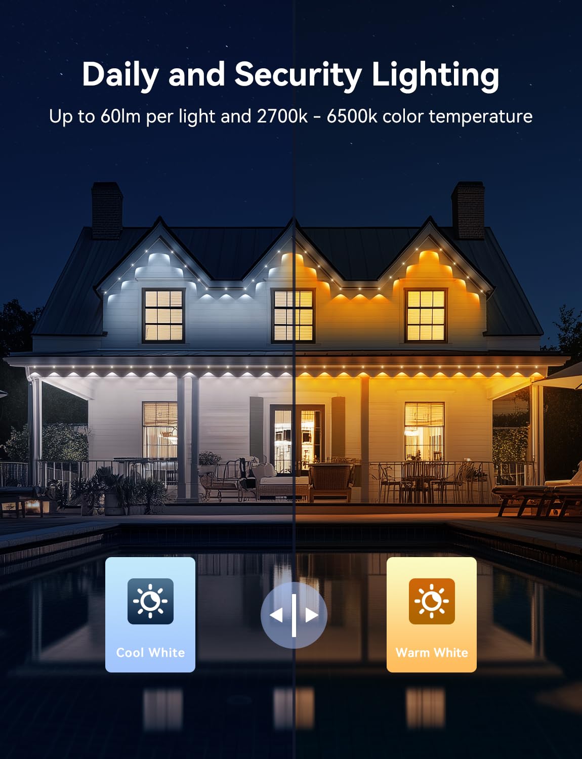 Lemonlovely Permanent Outdoor Lights Pro  360Ft With 264 Ic+Rgb Led Lights For House Daily Lighting  Ip67 Waterproof Eaves Lamp With Diy Scene Modes  Work With Smart App/Remote  Alexa  White