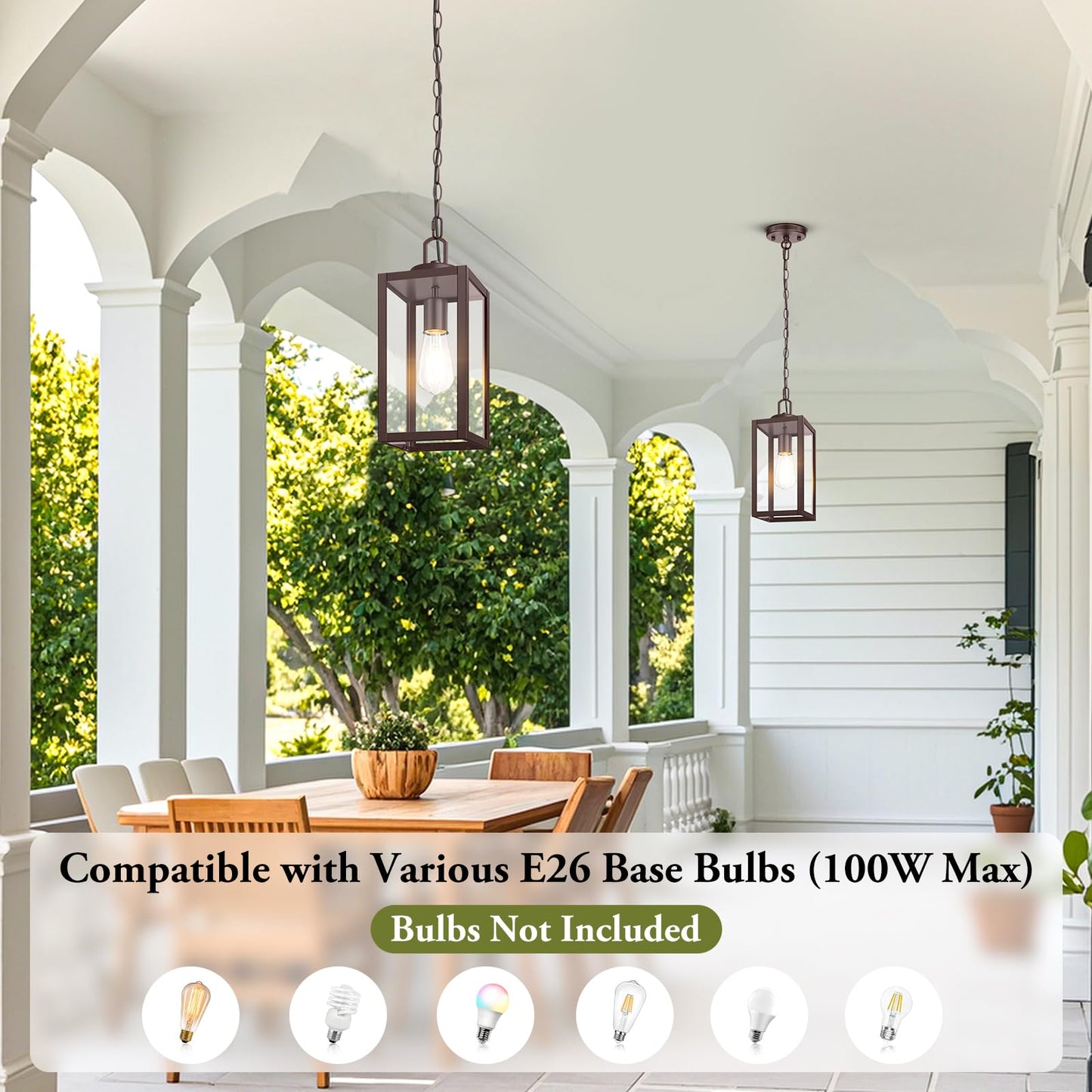 Beslowe 1-Pack Outdoor Pendant Light  13  Modern Hanging Lantern Light For Outside  Brown Exterior Pendant Lighting Fixture With Adjustable Chain  Outdoor Chandelier For Porch  Gazebo  Front Door
