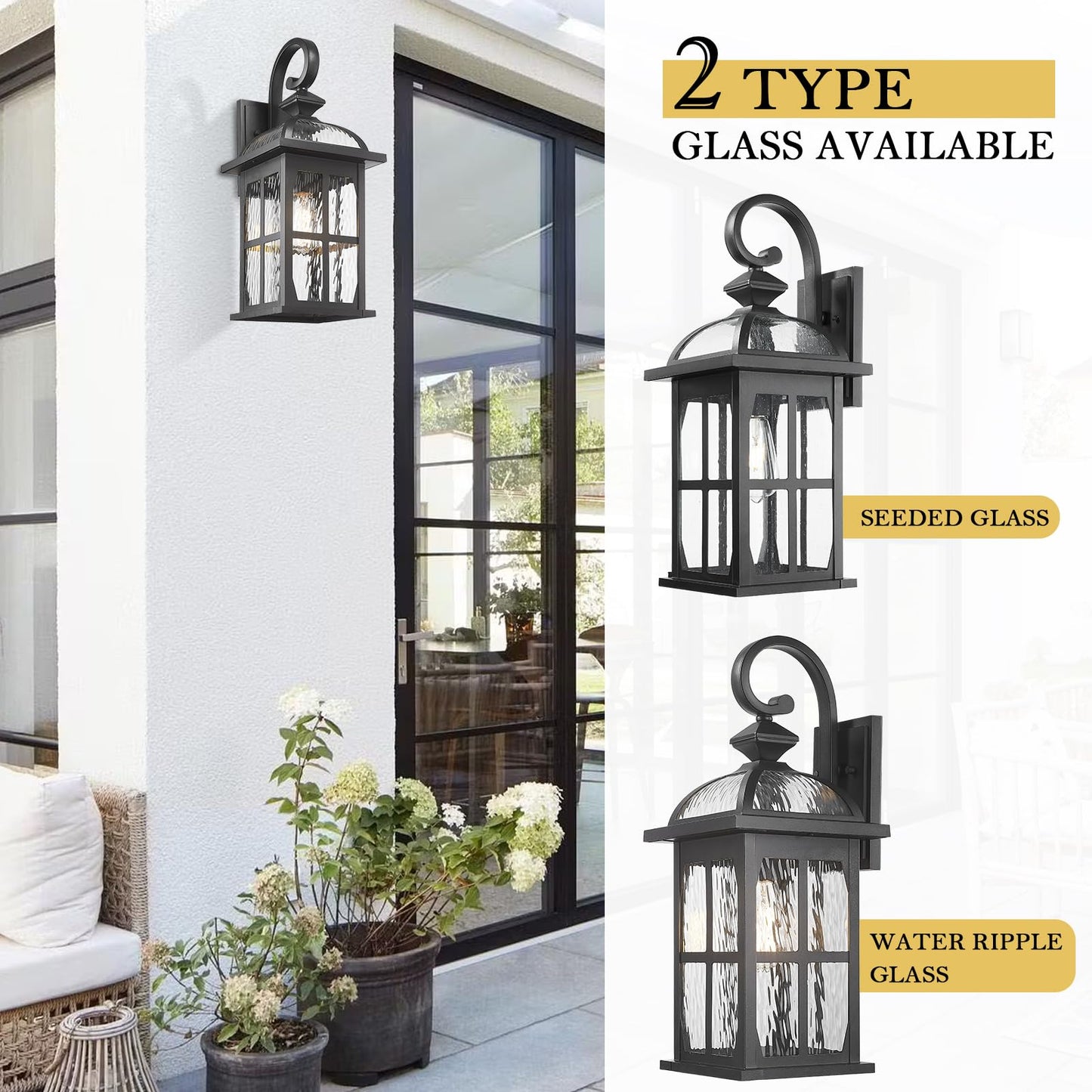 Darkaway 2Pcs Large Outdoor Wall Light  22Inch Exterior Light Fixture With Seeded Glass  Aluminum Outside Lights Sconces Exterior Lighting For House Porch Patio Doorway