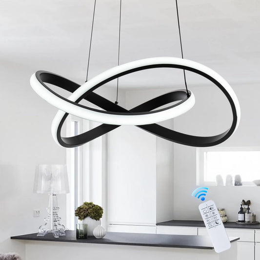 Mayna Modern Chandelier With Remote Control  Dimmable Led Pendant Light Fixtures With 3 Color Temperature  Height Adjustable Kitchen Island Lighting For Dining Room Kitchen Entryway  Black 19.7 Inch
