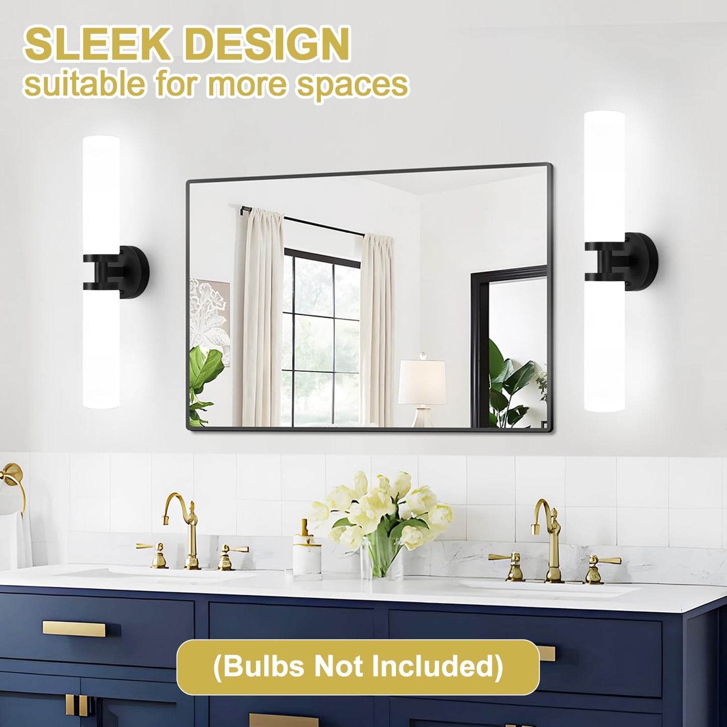 Indoi Wall Sconces Set Of Two  Matte Black Bathroom Sconces Wall Lighting With Milky White Glass  Modern Sconces Wall Decor Set Of 2 Bathroom Light Fixtures For Mirror Living Room Hallway Bedroom