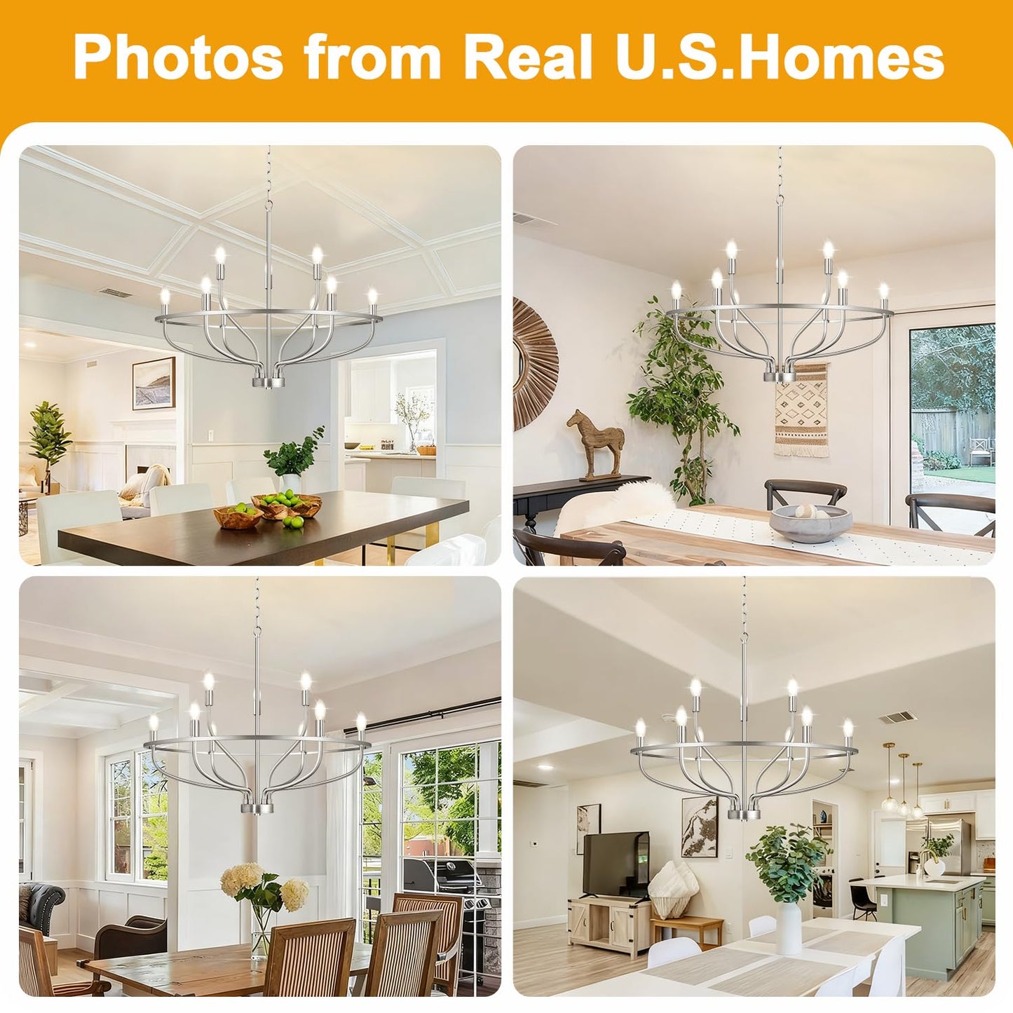 30 Brushed Nickel Chandelier  9-Light Industrial Chandelier For Dining Room Lighting Fixtures Hanging  Pendant Lights For Kitchen Island  Kitchen Island  Bedroom And Entryway (Bulbs Not Included)