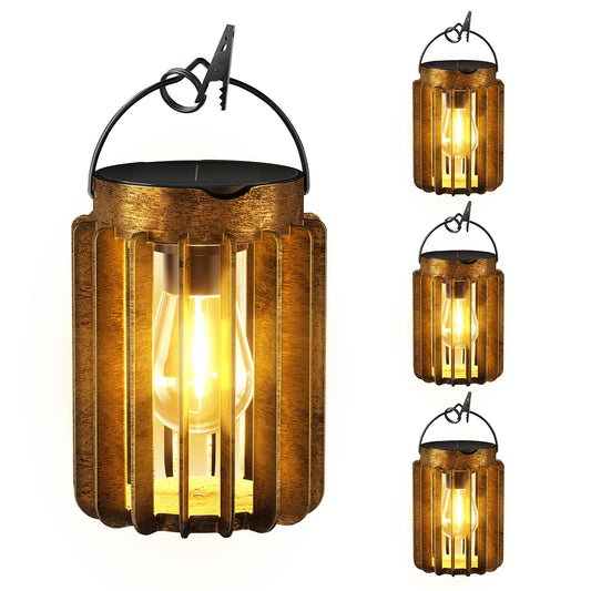 Ahaorigin Solar Lanterns Outdoor Waterproof  Brighter Up To 12 Hrs Outdoor Hanging Solar Lights  Outside Hanging Lanterns For Garden Porch Patio Yard Decor  Gifts For Women Mom Father 4 Pack
