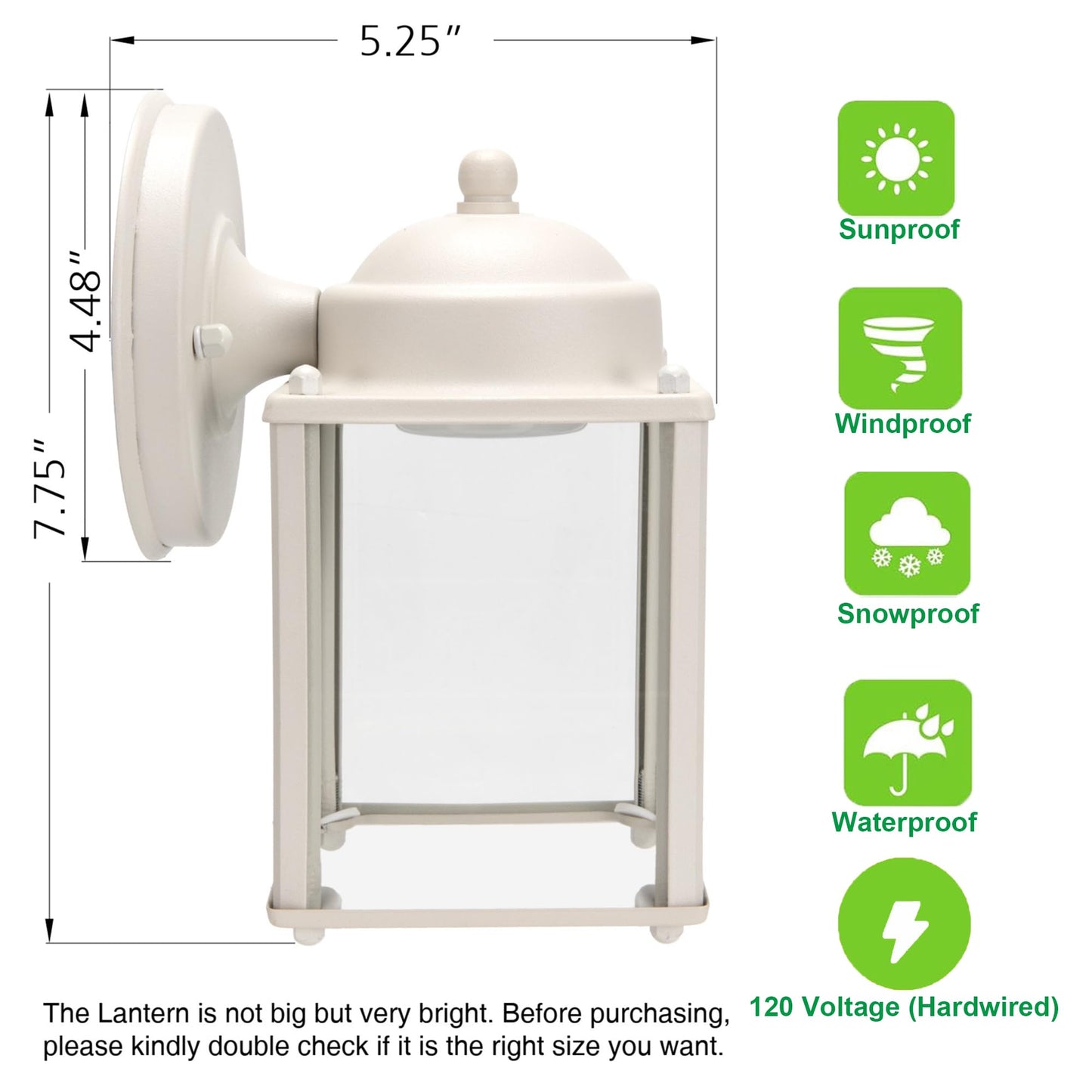 LIT-PaTH Outdoor LED Wall Lantern, 800 Lumen, 5000K Daylight White, Aluminum, 2-Pack White, Model LT-WL017