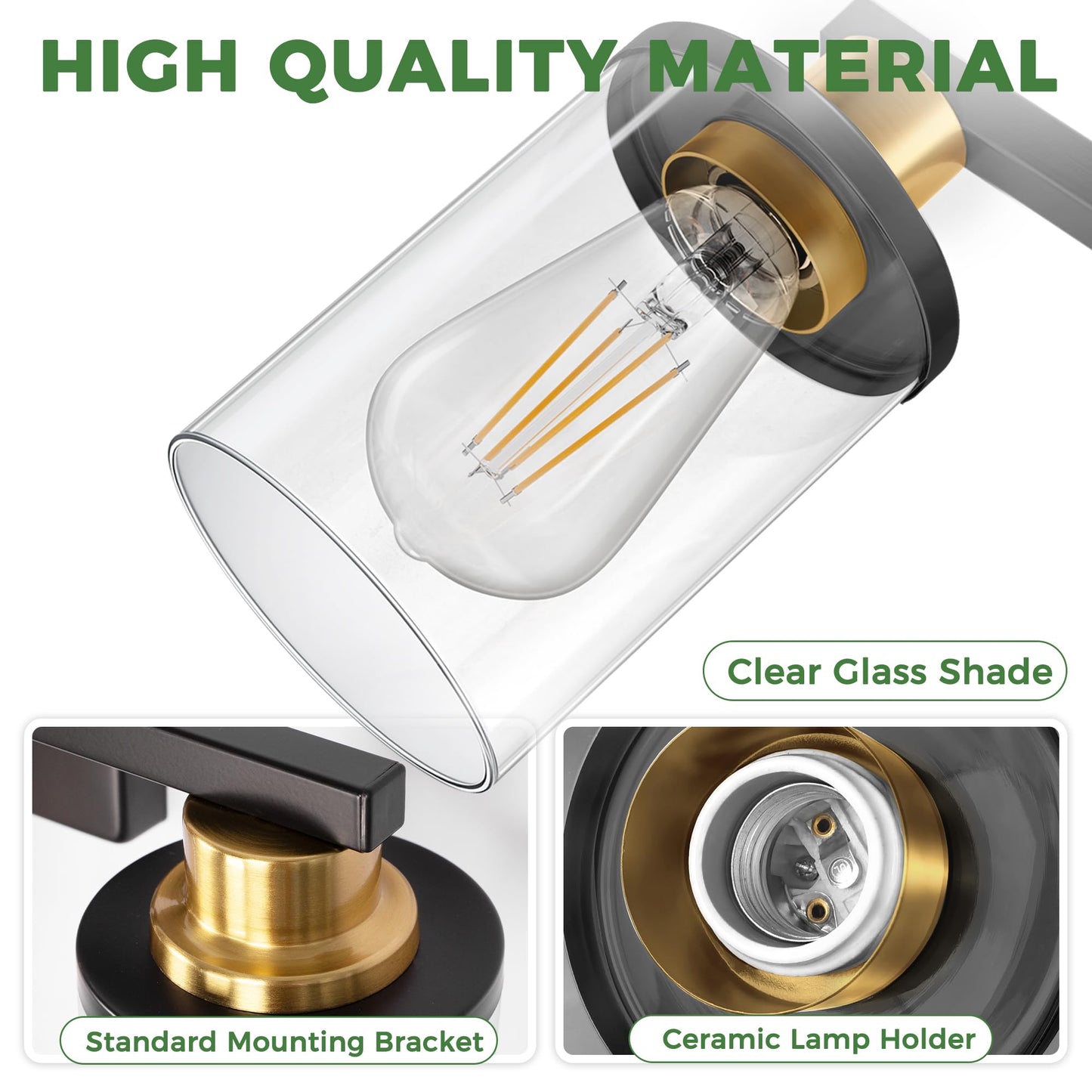 Doresshop Bathroom Light Fixtures  5-Light Gold And Black Bathroom Lighting Fixtures Over Mirror With Clear Glass Shade  Vanity Lights For Hallway Living Room Bedroom