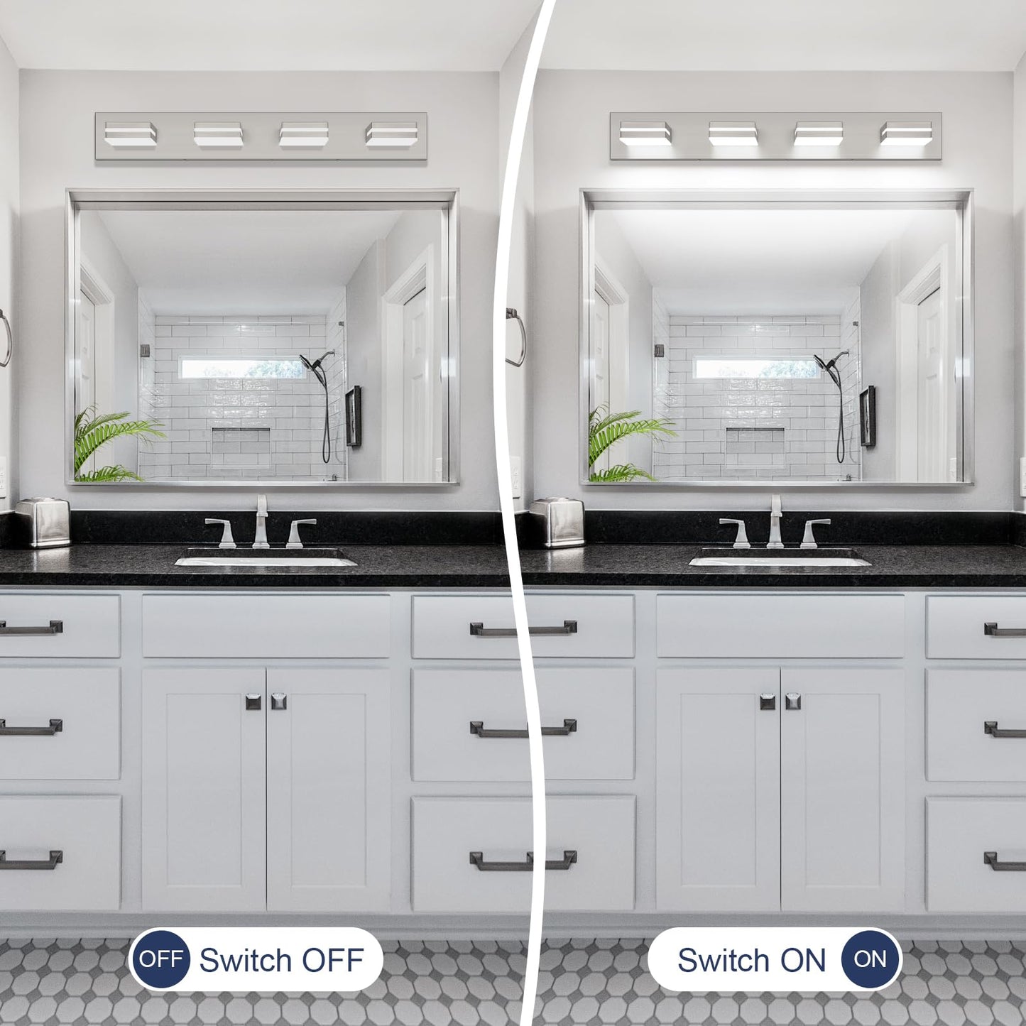 Sinerise Led Modern Bathroom Vanity Light Fixtures (4-Light  30-Inch)  Brushed Nickel Modern Acrylic Bathroom Wall Lighting Fixtures Over Mirror (Cool White 6000K)