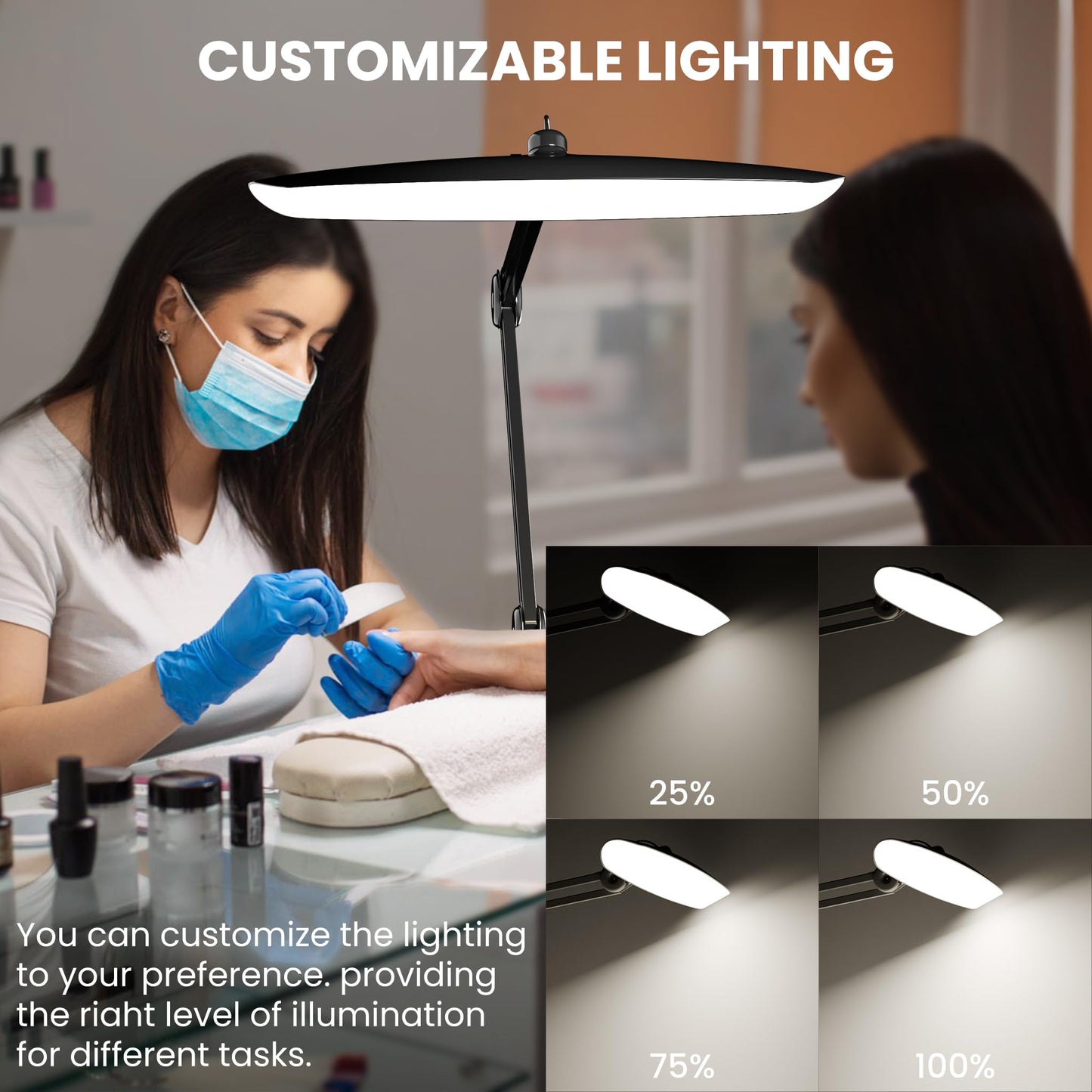 Gelpal 3000 Lumens Adjustable Led Desk Lamp & Task Lamp - Bright  Dimmable Lighting For Office  Crafts  Nails &Salon Hobbies With Clamp (Cct  Black)
