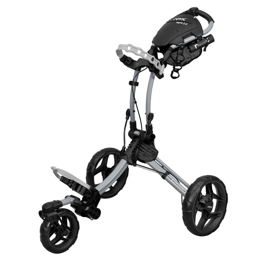 Clicgear Rovic Model RV1S 2.0 Golf Push Cart with 360 Degree Swivel Front Wheel, Foldable 3-Wheel Walking Golf Cart (Silver)