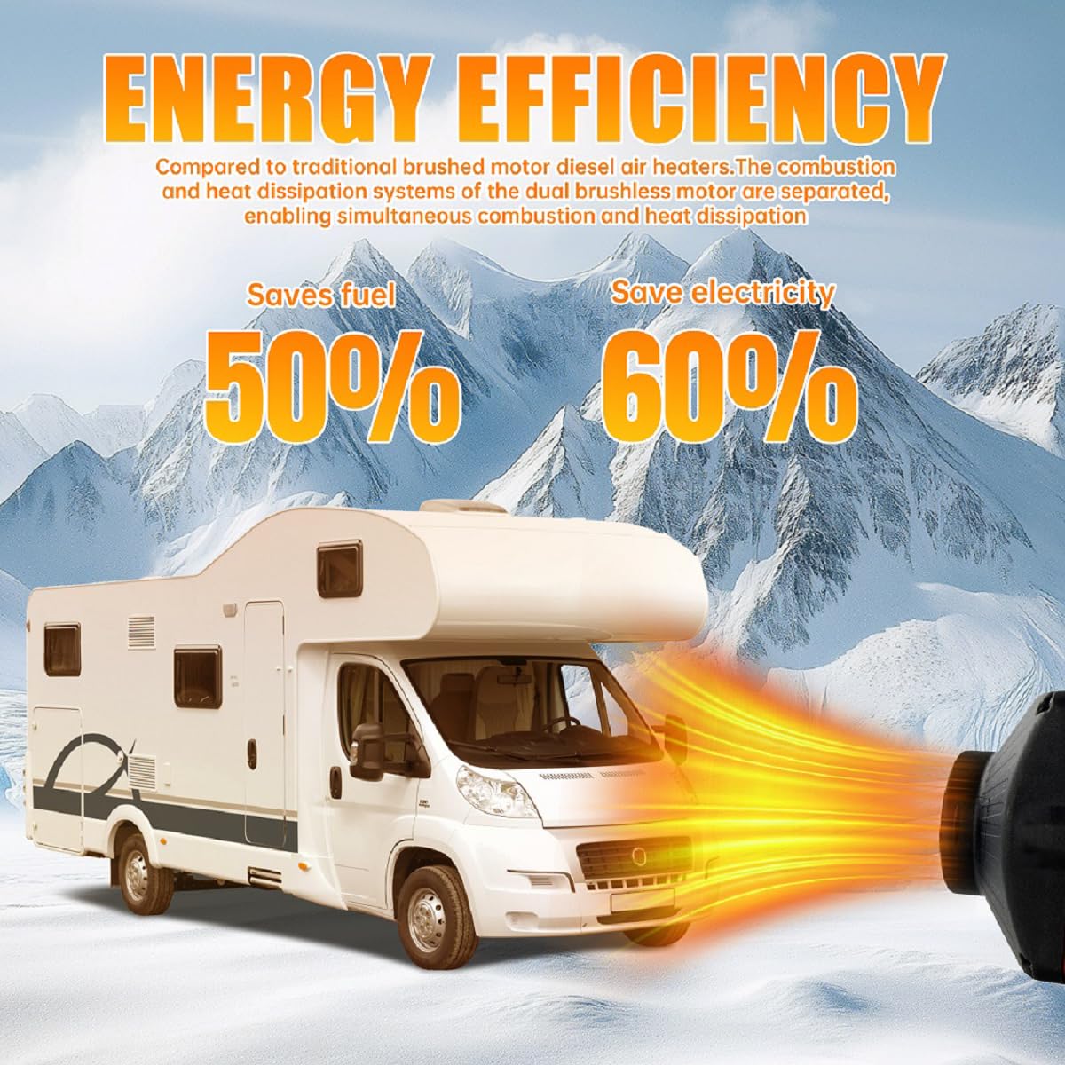 Diesel Heater 12V, 5KW Diesel Heaters with Thermostat, Dual Brushless Diesel Heater 10L/2.6Gal Fuel Tank, Diesel Parking Heater for Rvs, Trucks, Campers