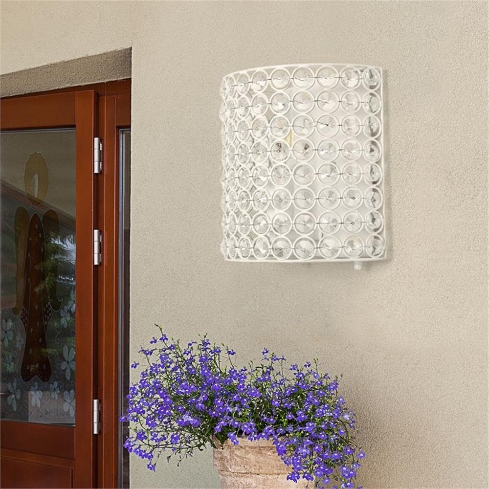 Elegant Designs Wall Sconce Lighting Fixture, 1-Light Crystal and Metal, 8in x 4.75in x 8.25in, White, Model SC1000-WHT