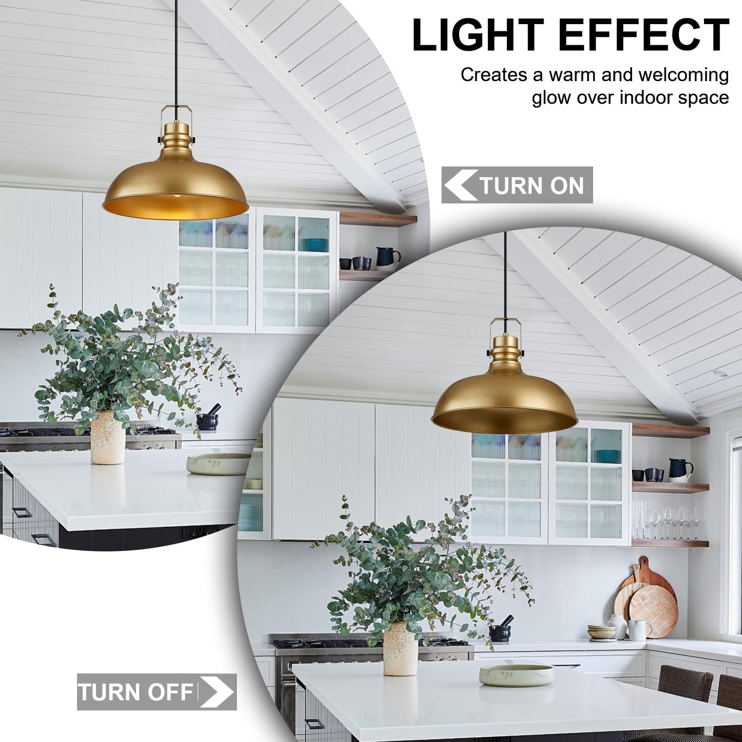 Alaislyc Gold Farmhouse Pendant Lights 16 Inch Matte Pendant Lighting For Kitchen Island Industrial Adjustable Height Vintage Dome Hanging Light Fixtures For Barn  Dining Room 1 Pack