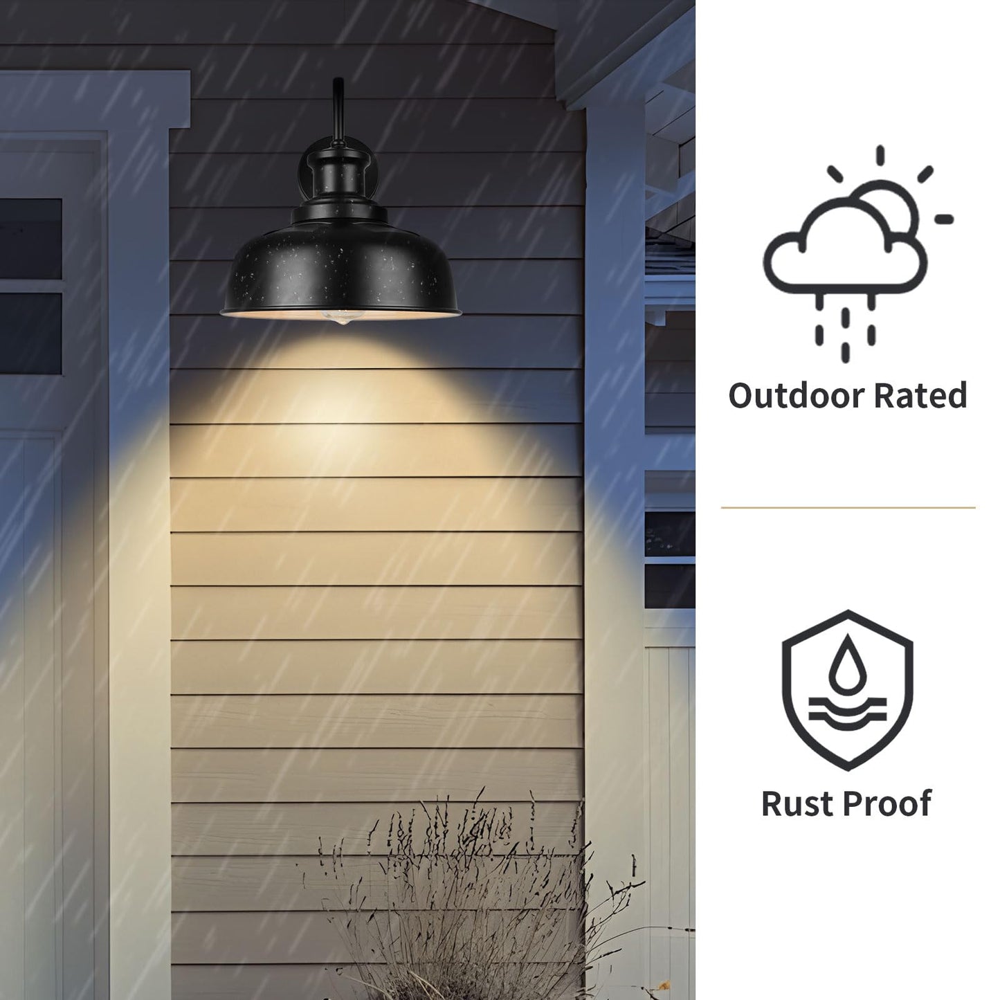 Diyel Solar Barn Lights For Outside  Gooseneck Outdoor Wall Lights Solar Powered  Farmhouse Exterior Wall Sconces  Industrial Exterior Lighting Fixture  Rustic Lantern For Garage  Barn  Shed Rzsr007-2