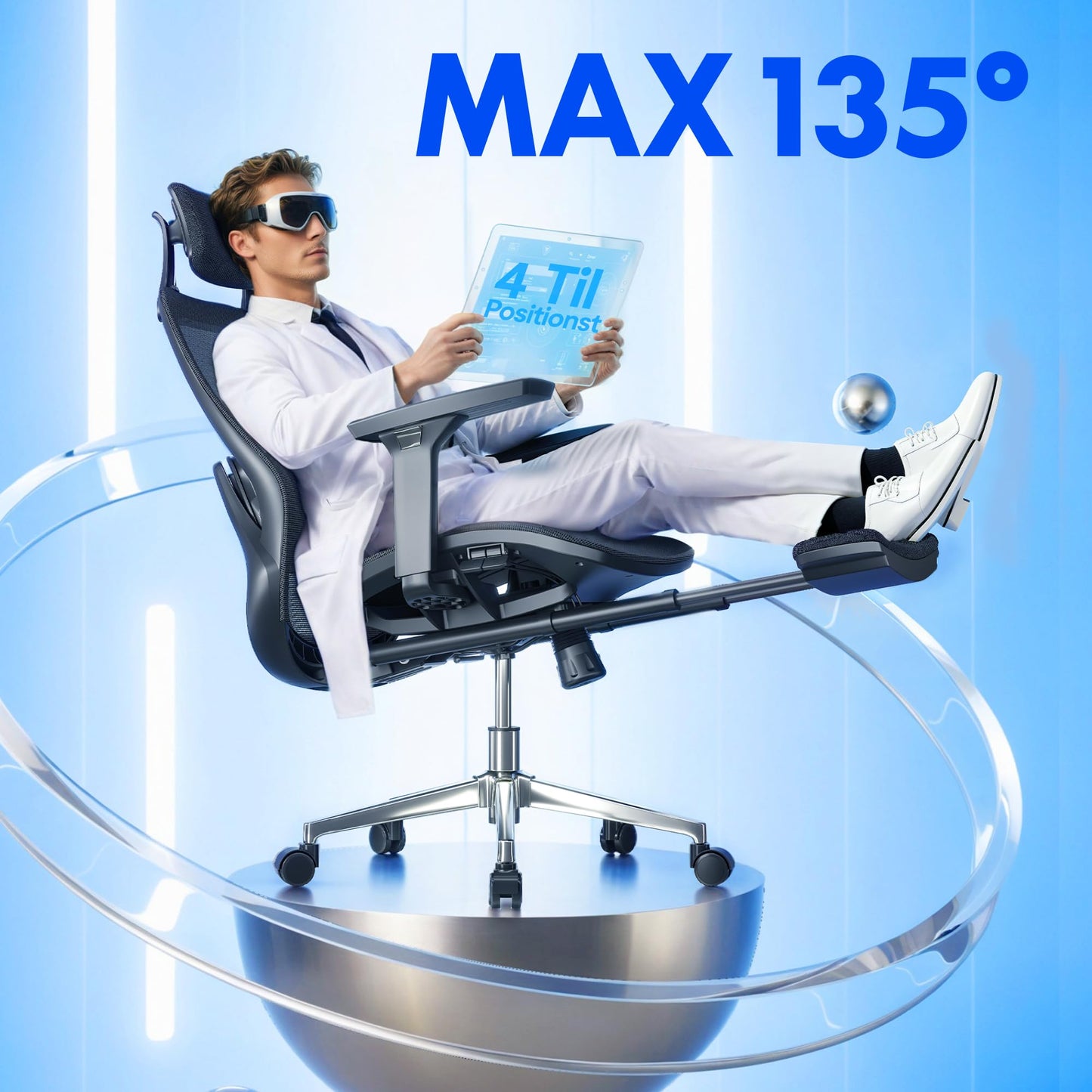 FLEXISPOT MasterEase Massage Office Chair with Footrest, High Back Ergonomic Desk Chair with Adjustable Headrest, 3D Armrests, 2D Lumbar Heated Massage, 4-Position Recline, Mesh Seat, Black