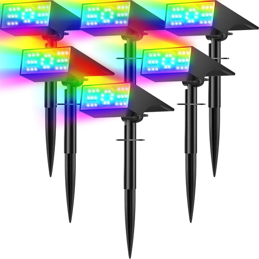 Katipeal Solar Color Changing Rgb Spot Lights Outdoor  6 Pack/7 Lighting Modes Multicolor Outdoor Lights For Yard Waterproof Ip68  Halloween Christmas Solar Landscape Powered Lights Garden Pathway