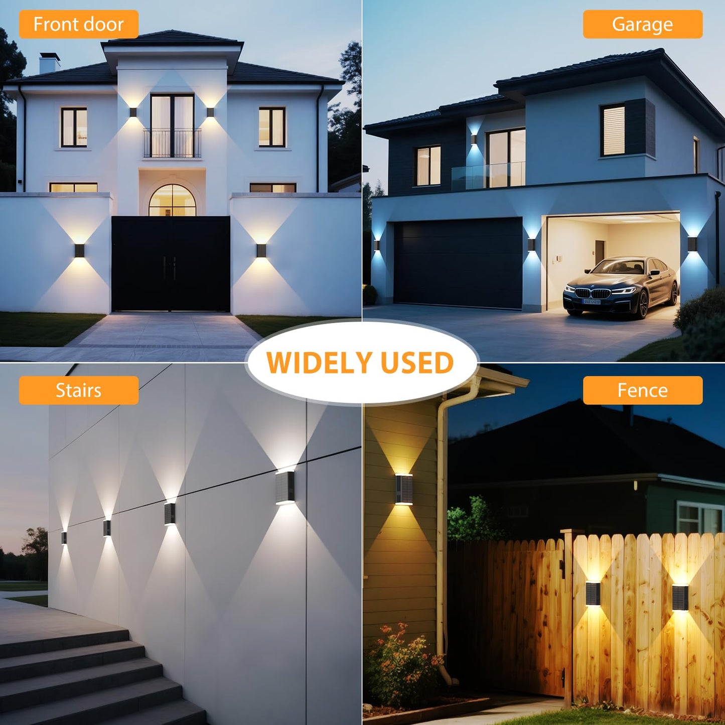 Solar Wall Light Outdoor   3000/4000/6000K 3 Modes Dusk To Dawn Lighting Wall Sconce Ip67 Waterproof Up And Down Solar Lights Outdoor Front Door Light For House  Garage  Porch  Doorway Fence (8Pack)