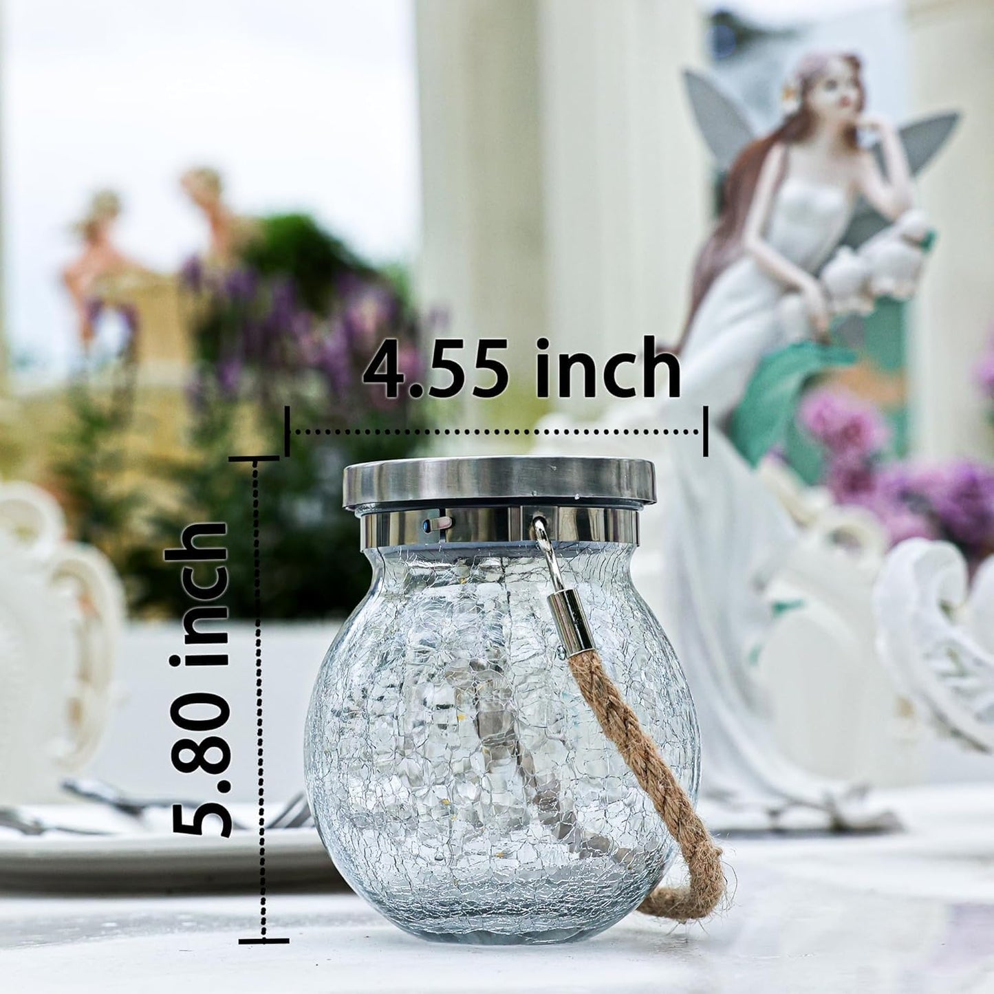 Cooo Christmas Gifts 4 Pack Heavy  le Glass Solar Lantern With 30 Led Firefly Lights- Waterproof Outdoor Hanging Lamp 215% Larger Solar Panel  Stainless Steel Lid Decorative Lighting For Garden