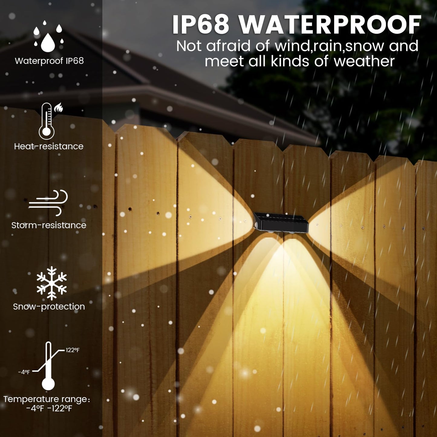 Nibuuecer Solar Fence Lights 9 Colors&11 Lighting Modes Fence Solar Light Outdoor Waterproof Ip65  3-Side Lighting Led Deck Lights For Outside Wall Backyard Step Patio Garden 8Pack
