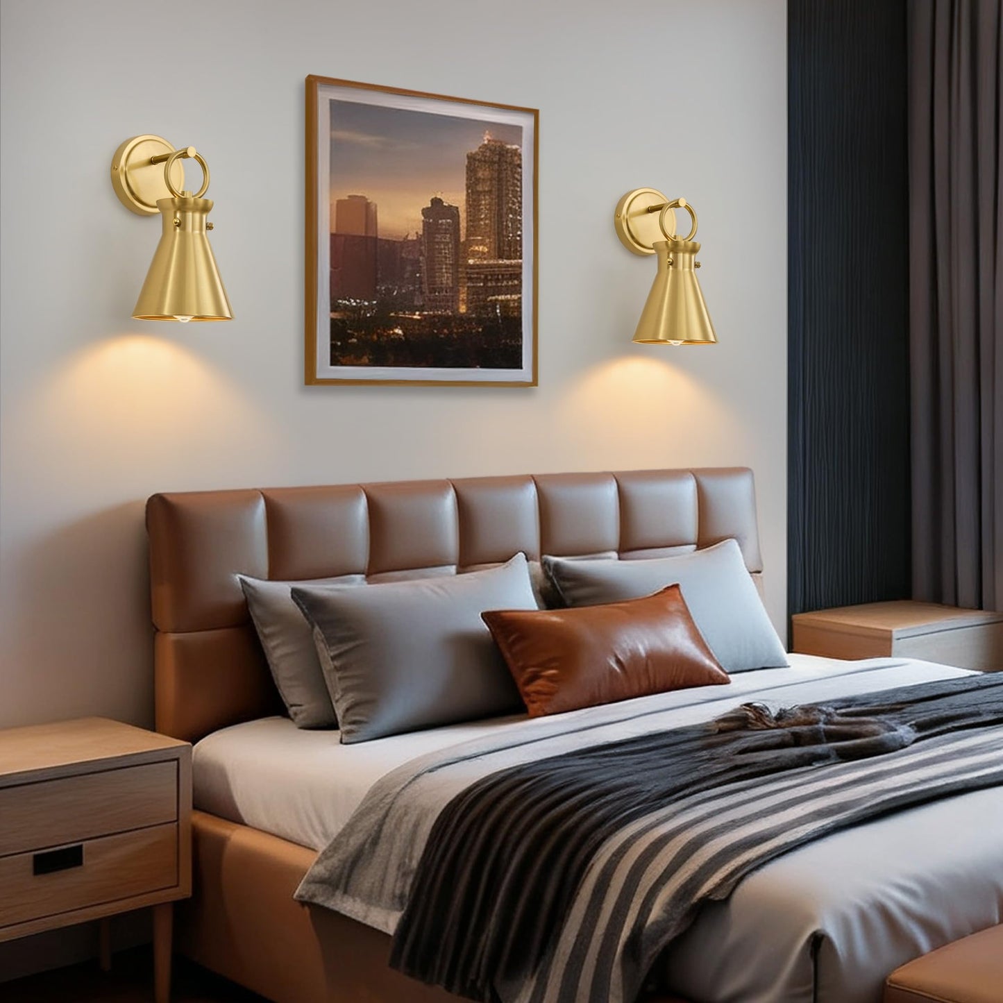 Gednbo Gold Wall Sconce For Bathroom  Modern Vanity Light Fixtures  Wall Mount Lighting Farmhouse Wall Lights With 6 Inch Metal Lampshade For Bedroom Living Room Mirror Kitchen (Gold Metal  1 Pack)