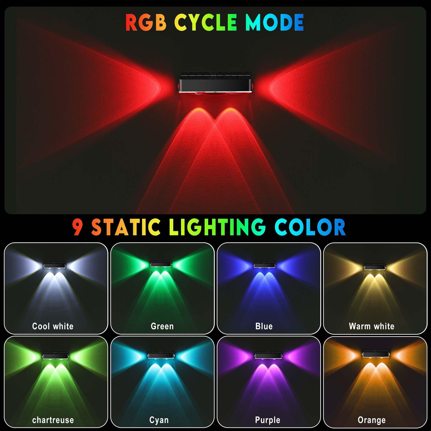 Nibuuecer Solar Fence Lights 9 Colors&11 Lighting Modes Fence Solar Light Outdoor Waterproof Ip65  3-Side Lighting Led Deck Lights For Outside Wall Backyard Step Patio Garden 8Pack