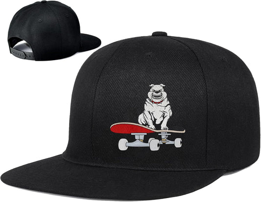 Snapback hat for Men Flat Bill Hats for Men Fitted Hats for Mens Adjustable Snap Pack Black Baseball Cap