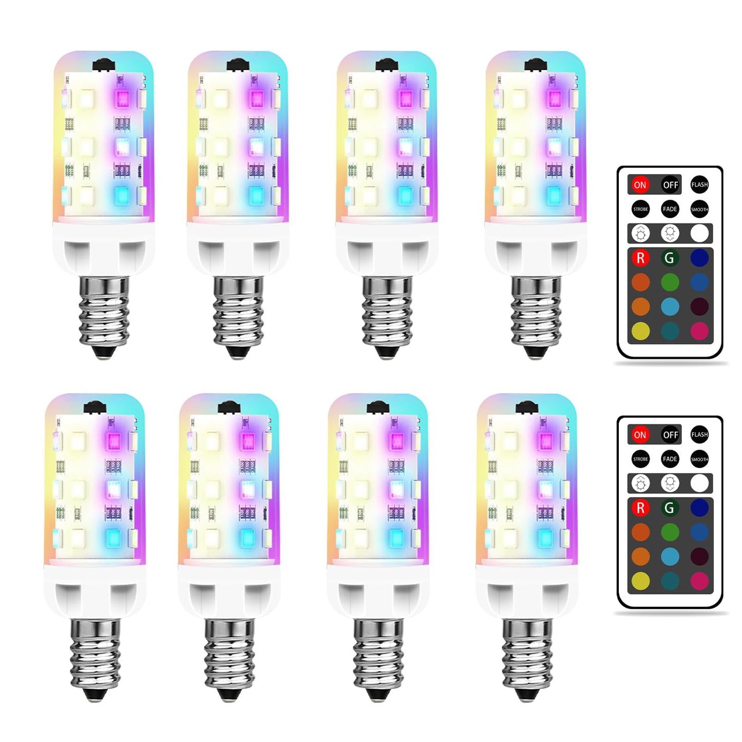 Xrise E12 Led Bulb 2.5W Dimmable Rgb+White Color Changing With Remote Control Equivalent 25W Halogen E12 Base Led Light Bulbs 6000K 250Lm  No Flicker 8 Pack