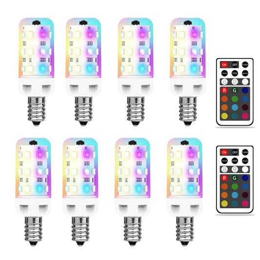 Xrise E12 Led Bulb 2.5W Dimmable Rgb+White Color Changing With Remote Control Equivalent 25W Halogen E12 Base Led Light Bulbs 6000K 250Lm  No Flicker 8 Pack