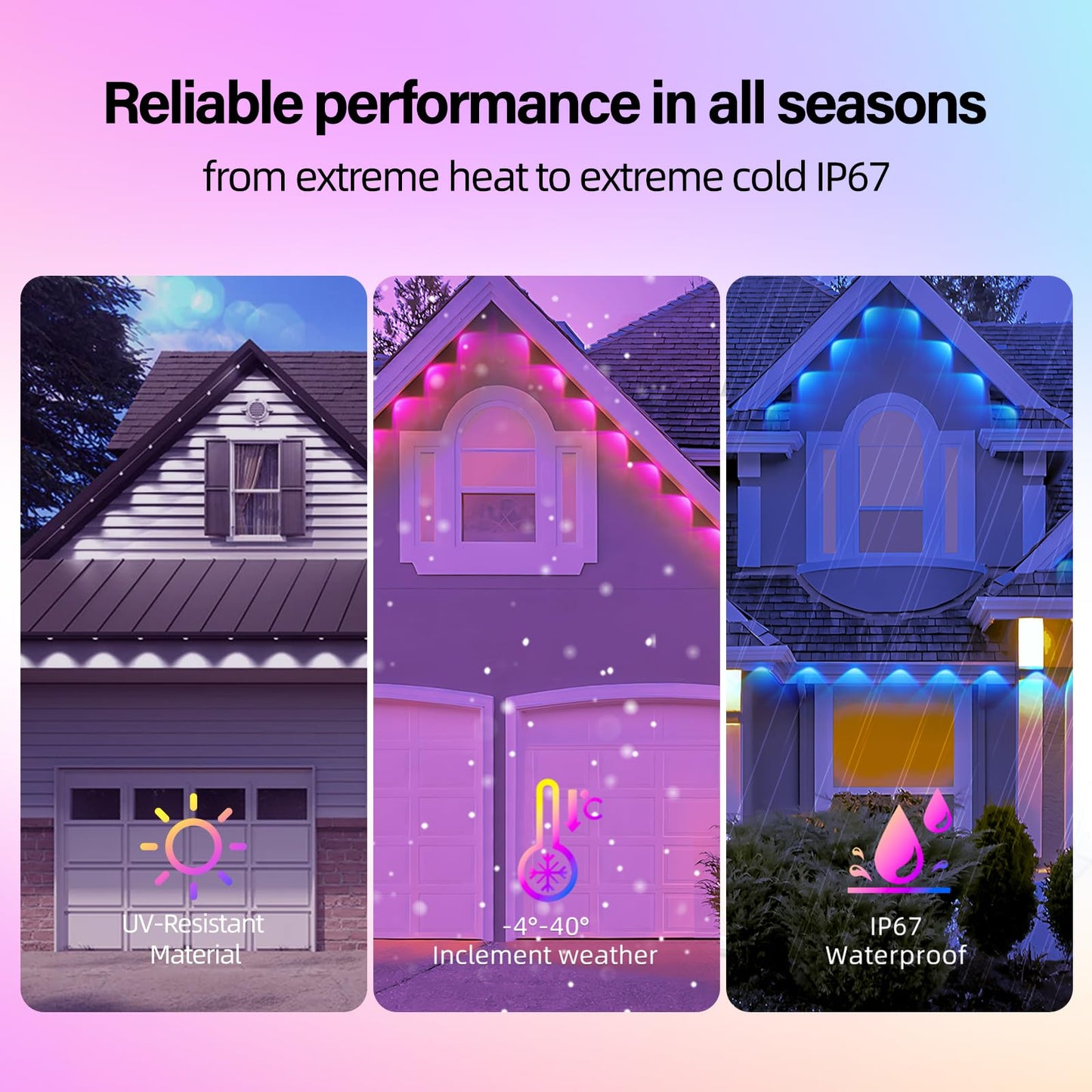 Ahawill 50Ft Permanent Outdoor Rgb Lights With Ip67 Waterproof  Smart Outdoor String Lights Remote Control  Eaves Lights With App  Daily And Accent Lighting For Halloween Christmas Holiday Decor