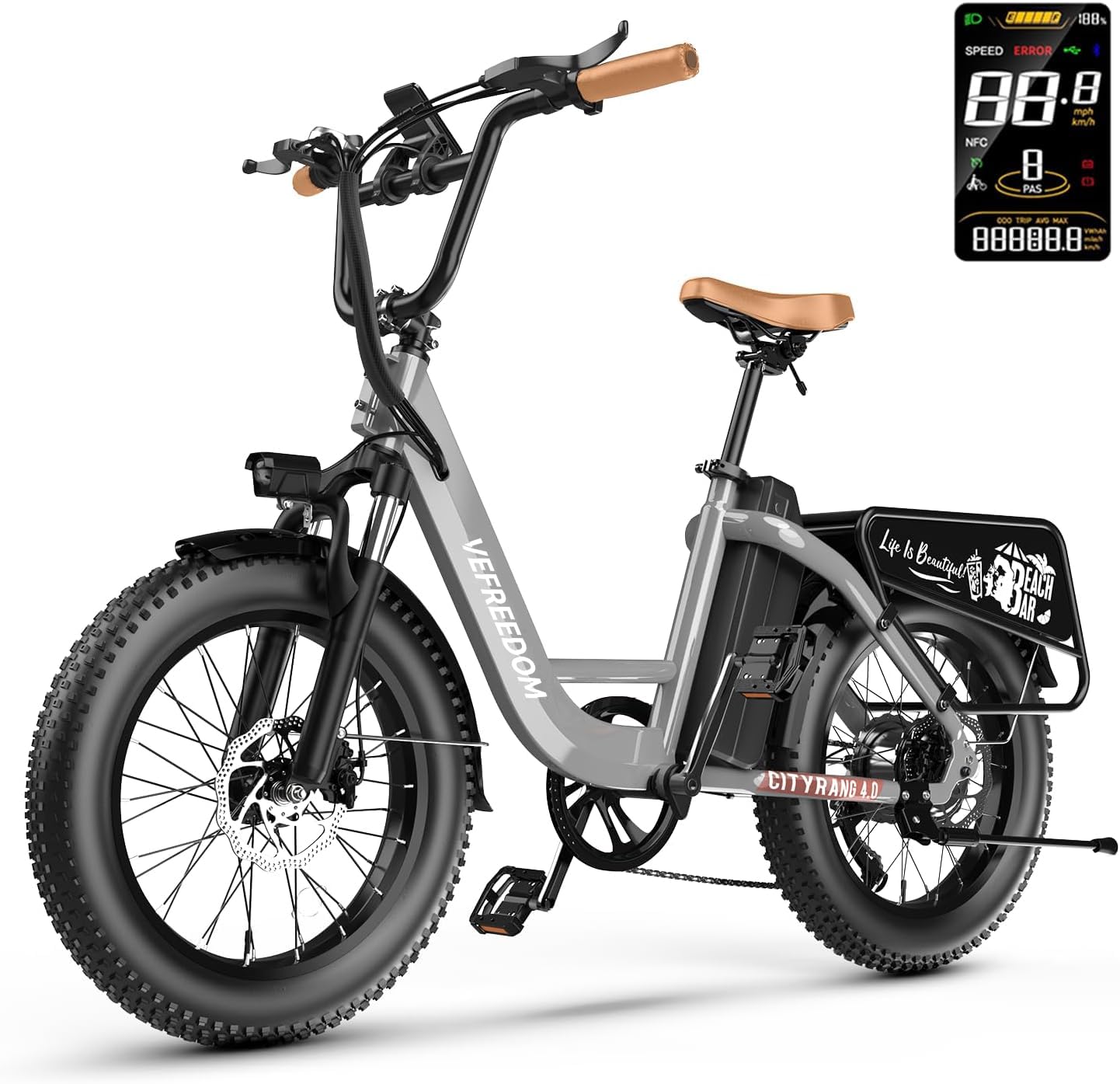 EUY 1500W Peak Electric Bike for Adults, 48V 20Ah Removable Battery Max Range 70Miles & 30MPH Electric Bicycle, 20''×4.0" Fat Tire Ebike,Commute Mountain ebikes, Fast e-Bike