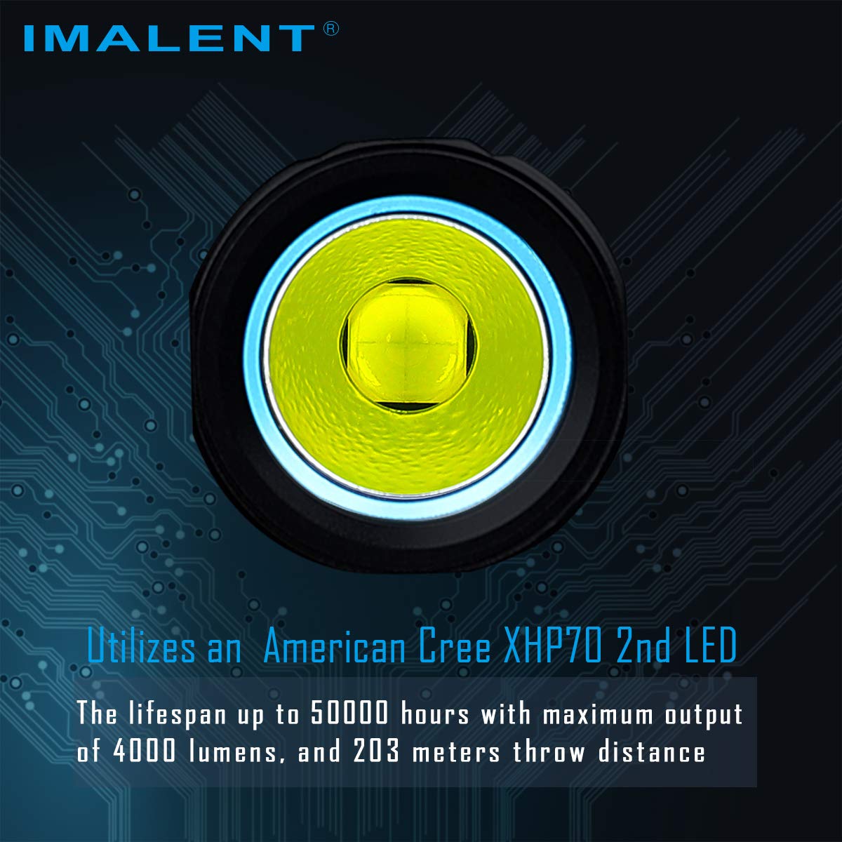 IMALENT LD70 EDC Flashlight, 4000 Lumens, CREE XHP70.2 LED, Aluminum, Small, Gold