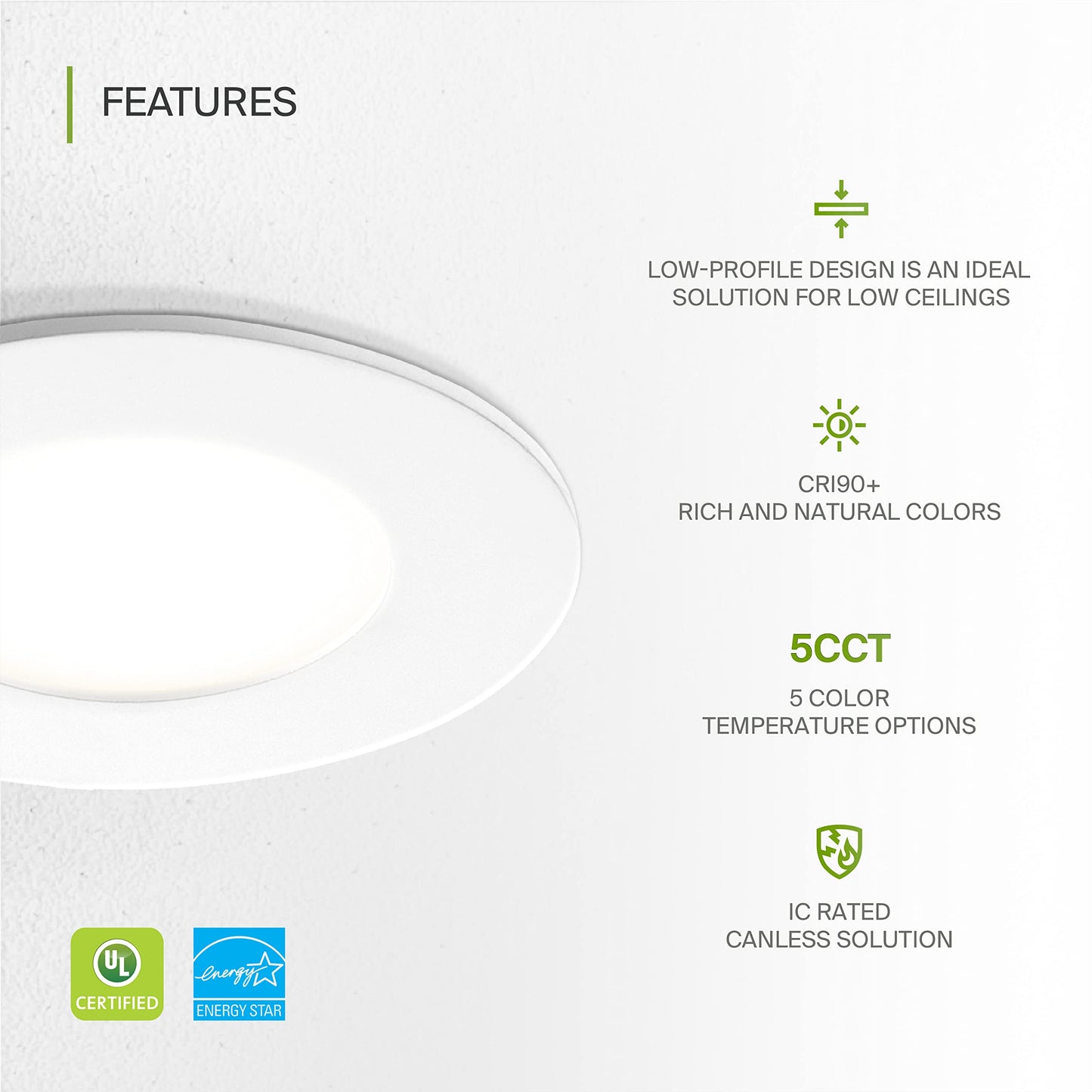Asd 24 Pack 3 Inch Led Recessed Light 6W  5 Cct 2700K-5000K Cri90+  Ic Rated Ultra Thin Dimmable Ceiling Lights With J Box  Canless Wafer Downlight  Round Slim Panel Lighting  Ul Energy Star  White