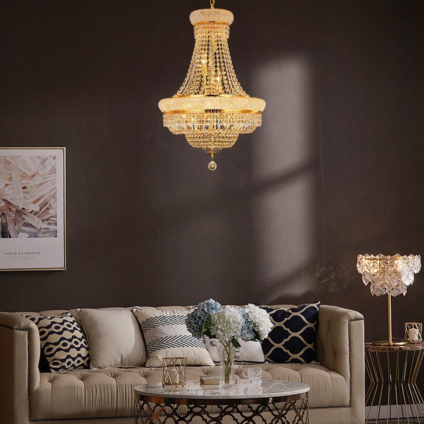 Gifarich Crystal Chandeliers For Dining Room Light Fixture