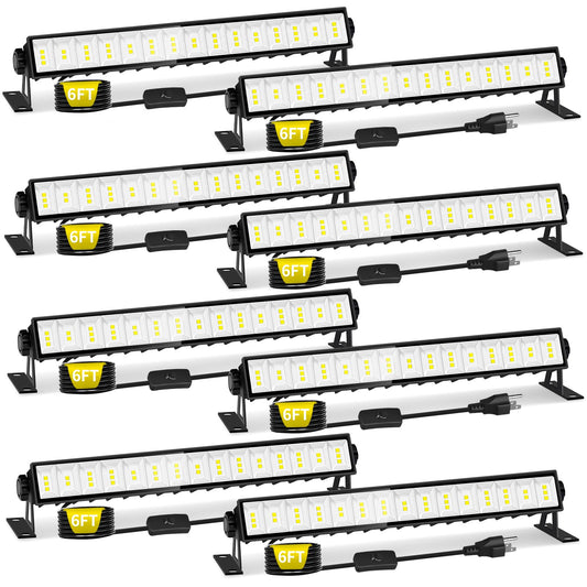 8 Pack Led Shop Light 5400Lm Super Brighter  45W Plug In Garage Light With 6Ft Cord And On/Off Switch  6000K Ip66 Waterproof Outdoor Work Shop Bay Lighting For Garage Workshop Warehouse Factory Yard