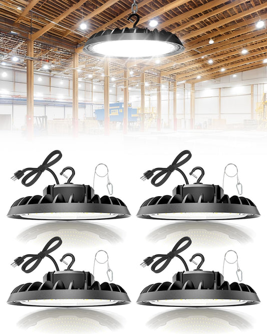 Volisun 4 Pack Ufo Led High Bay Light 37 500Lm  250W  5000K Daylight  100-277V High Bay Led Shop Light  Etl Listed Commercial Bay Lighting For Garage Workshop Barn Factory Warehouse