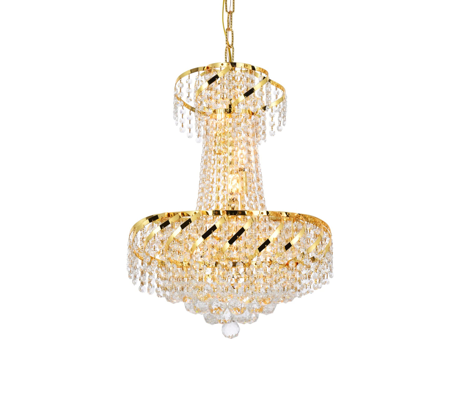 Elegant Lighting Belenus 6 Light Pendant, Gold Finish, Clear Royal Cut Crystal, Model VECA1D18G/RC