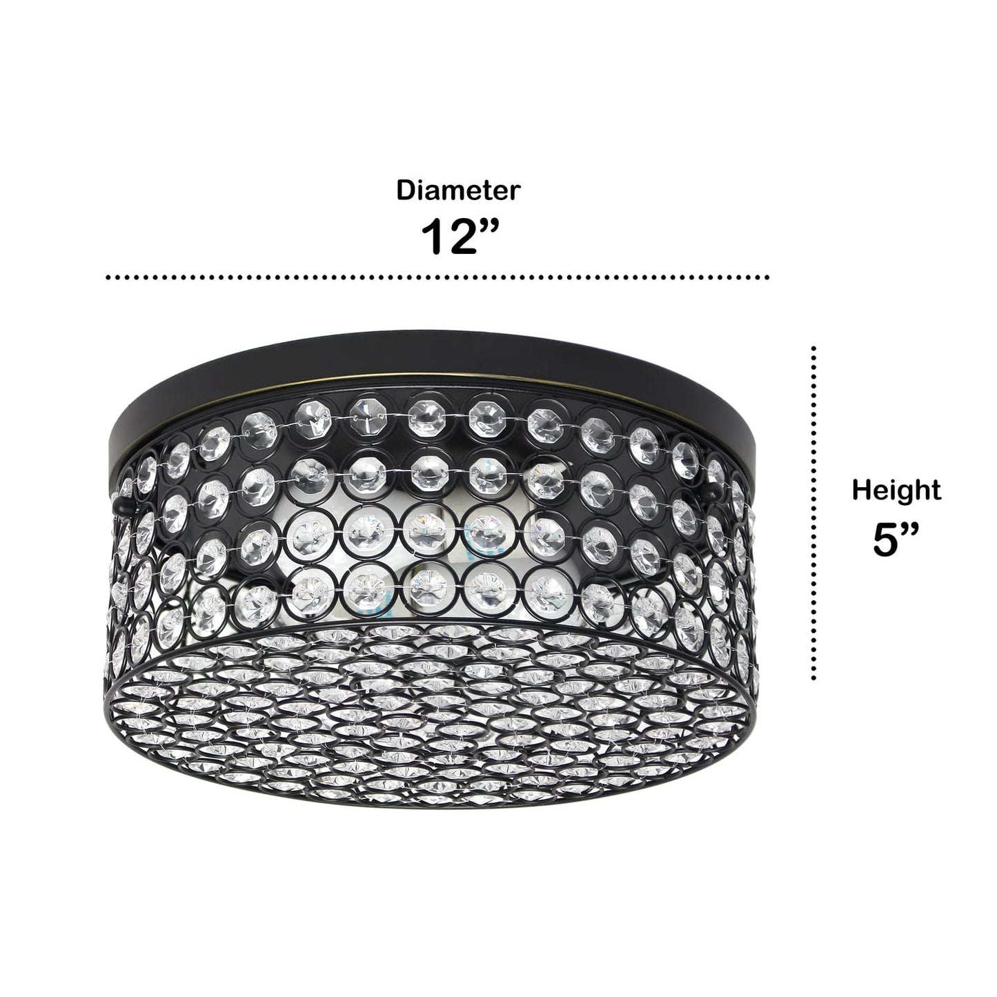 Lalia Home Glam 2 Light Flush Mount Fixture, 12 Inch, Metal, Restoration Bronze, Model LHM-2003-RZ