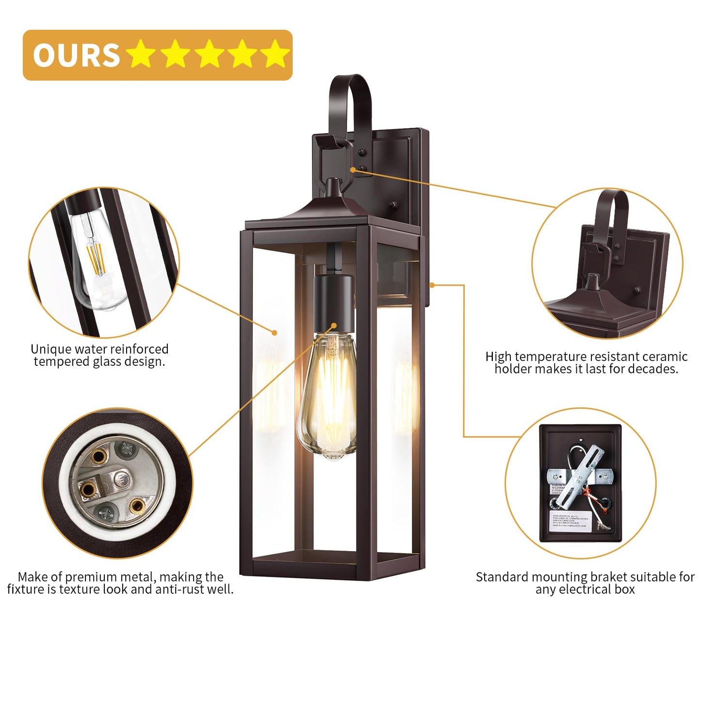 18 Large Outdoor Wall Lights 2 Packs  Modern Brown Exterior Lighting Fixtures  Waterproof Outdoor Sconces Porch Light For House Wall Mount  Farmhouse Wall Lanterns For Front Door  Garage