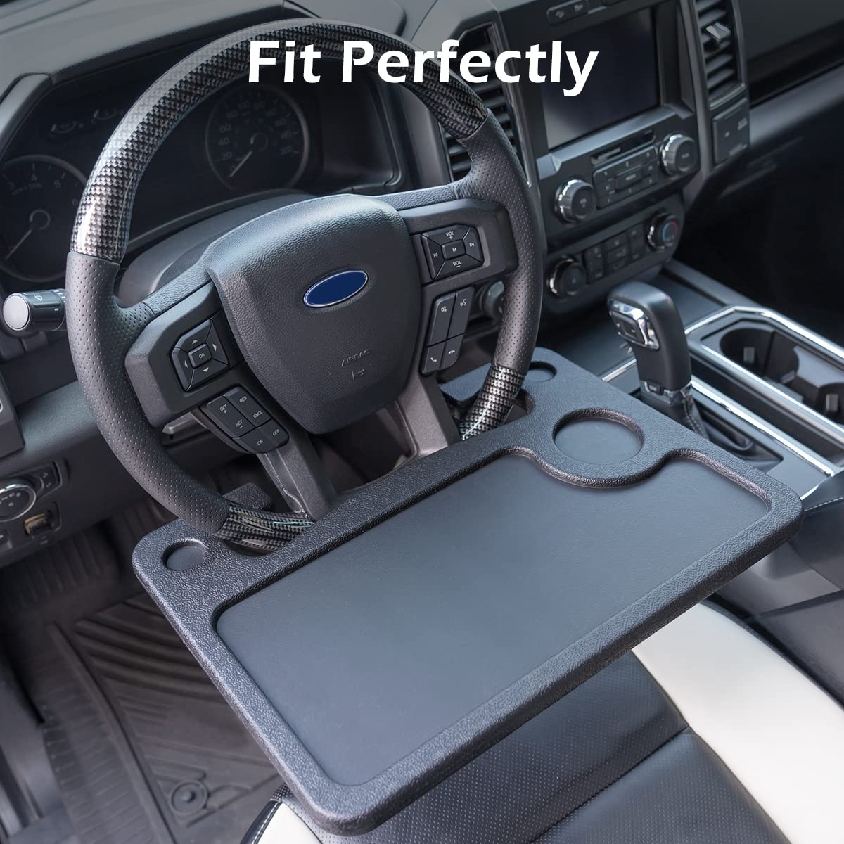 2 in 1 Automotive Car Steering Wheel Tray for Ford F150 F250 F350 Transit Ranger Bronco Explorer Fusion Mustang Truck Accessories 2004-2025,for Laptop, Tablet, iPad Or Notebook Car Travel Table