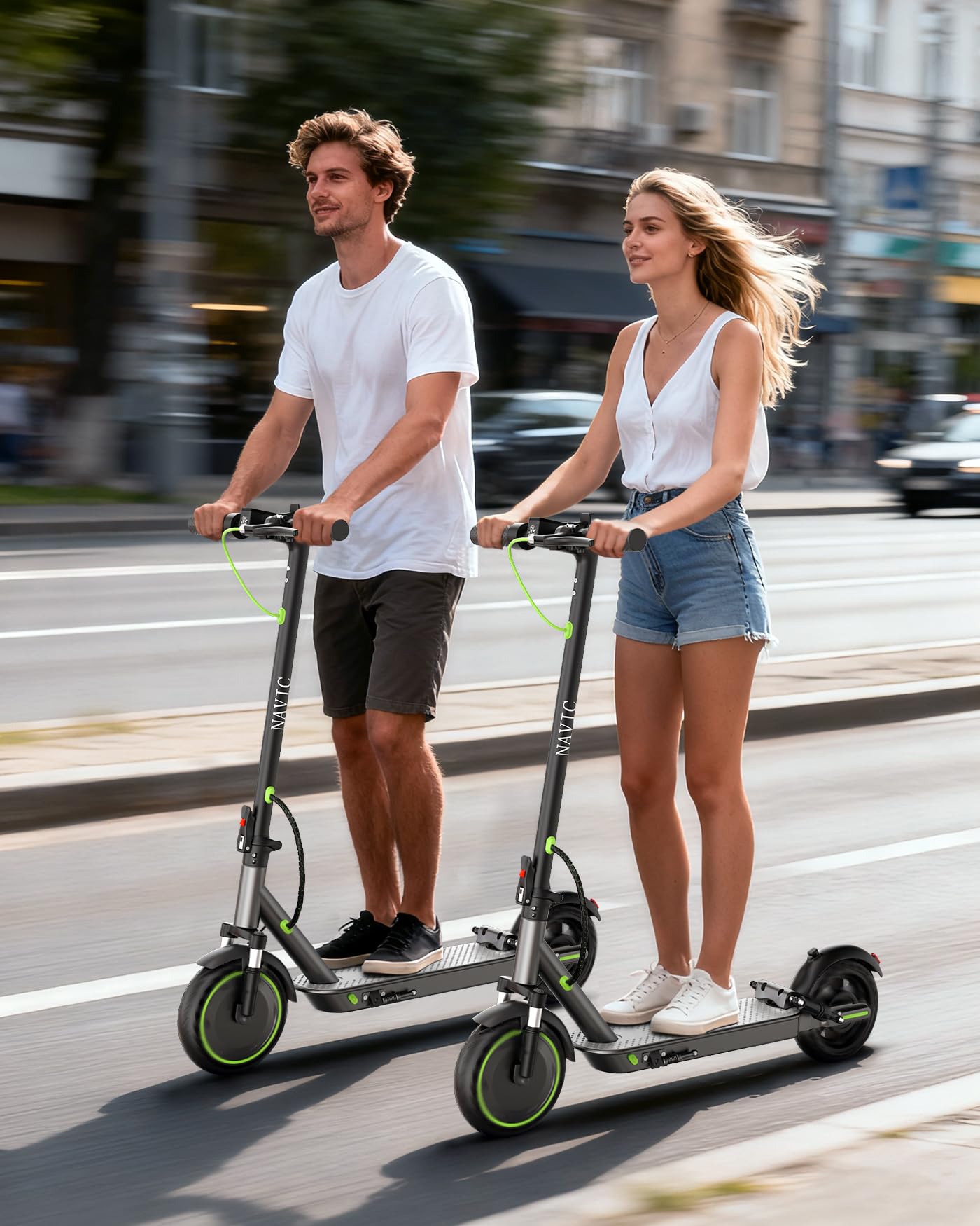 NAVIC Electric Scooter with Dual Suspension, 8.5" Tires, 350W Motor, 19 Mph, Max 18 Miles Range, Foldable E Scooter for Adults with Braking, App Control