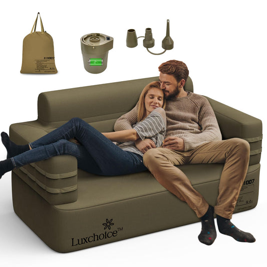 Luxchoice Inflatable Couch Multifunctional Durable Inflatable Sofa with Built in Pump Inflatable Furniture Portable Blow Up Couch for Camping Backyard Outdoor Glamping Inflatable Chair Movie Loveseat