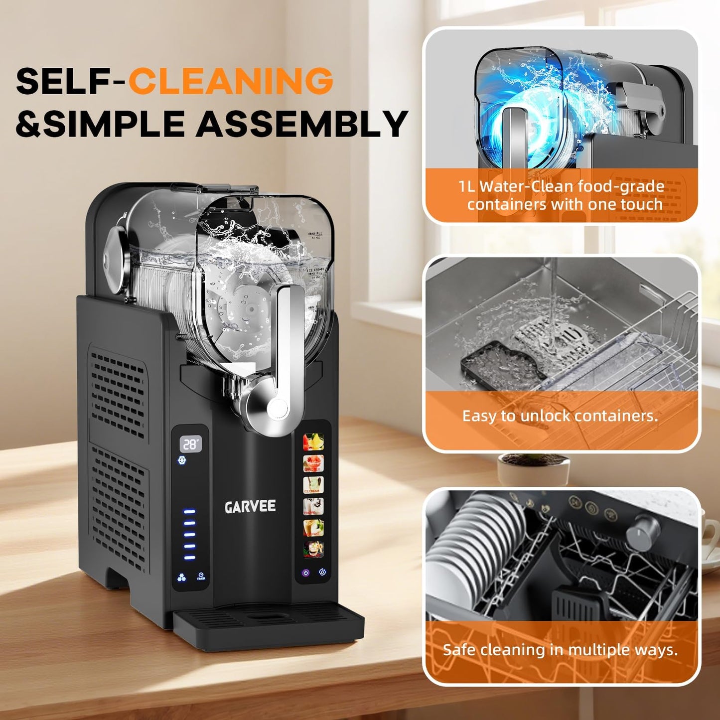 Slushie Machine, No Ice Needed,70 oz Frozen Drink & Soft Serve Ice Cream Machine for Home w/LED Display, One-Touch Reservation & 6 Pre-Set Programs,Auto-Clean for Frozen Margaritas, Frappés