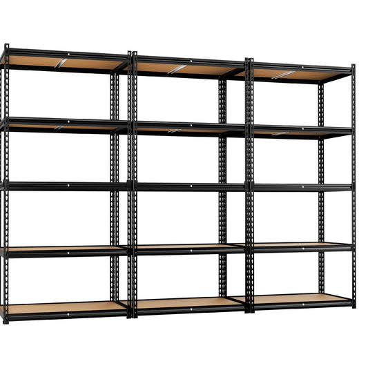 LEVELEVE 5-Tier Storage Shelving Unit, 2020 lbs Capacity, Heavy Duty Adjustable Metal Utility Shelf, 48" L x 18" W x 73" H for Garage, Kitchen, Pantry, Basement, Bathroom, Laundry, 3 Pack