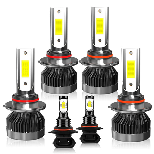 Tsianhuzy Fit For 2004 2005 2006 2007 Toyota Highlander Light Combo High Beam Low Beam Fog Light Bulbs 6000K Lighting Spectrum Aluminum Housing Plug And Play Ip68 Pack Of 6