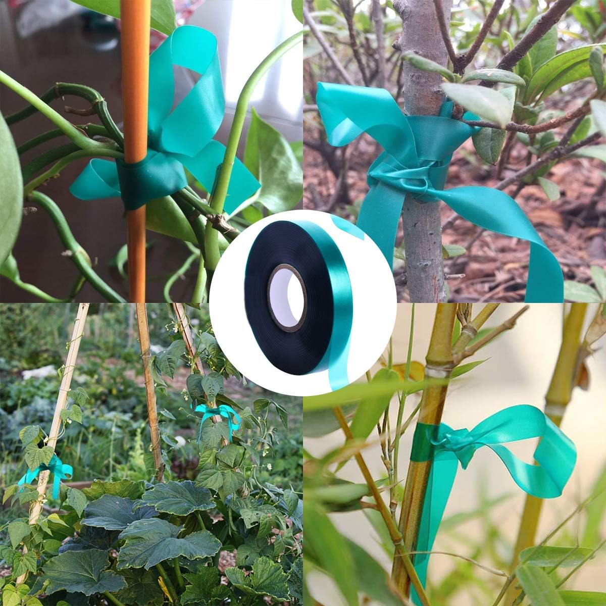 1 Roll 150 Feet Stretch Tie Tape 0.5 Inch Garden Tie Tape Thick Plant Ribbon Garden Green Vinyl Stake for Indoor Outdoor Patio Plant Use